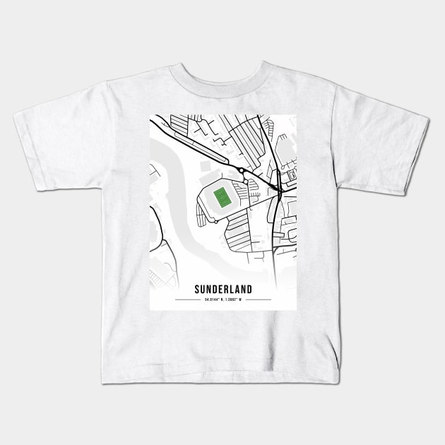 Stadium of Light Map Design - WHITE Kids T-Shirt by TopFootballStadiums